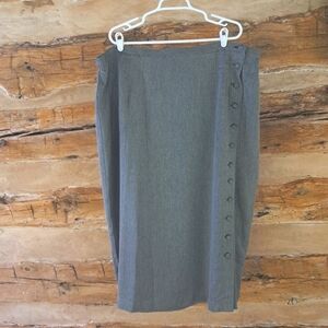Designs Lane Bryant Black & Gray Herringbone Rayon Maxi Skirt Size 28